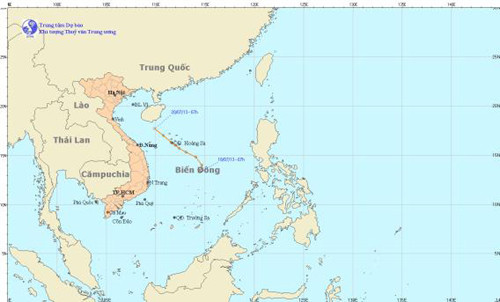 Vị trí và đường đi của vùng áp thấp nhiệt đới. Ảnh: nchmf.gov.vn