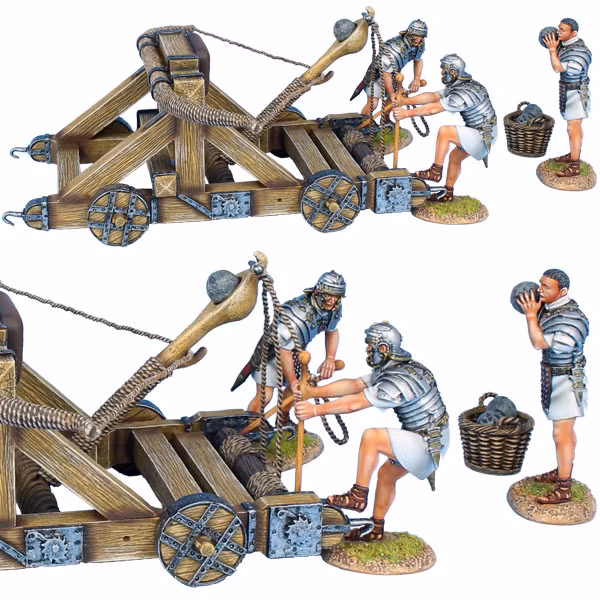 Được gọi là onager (lừa hoang), máy ném đá La Mã hoạt động bằng sức đàn hồi của dây thừng bện vặn xoắn. Được xoắn chặt, khi thả ra, dây thừng sẽ ra lực đẩy rất lớn khiến cho các viên đá bắn về phía trước.