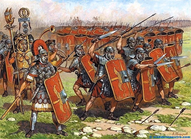 Khi giao chiến, binh lính La Mã sẽ đồng loạt phóng lao pilum vào kẻ thủ, sao đó mới lao vào đánh cận chiến bằng kiếm.