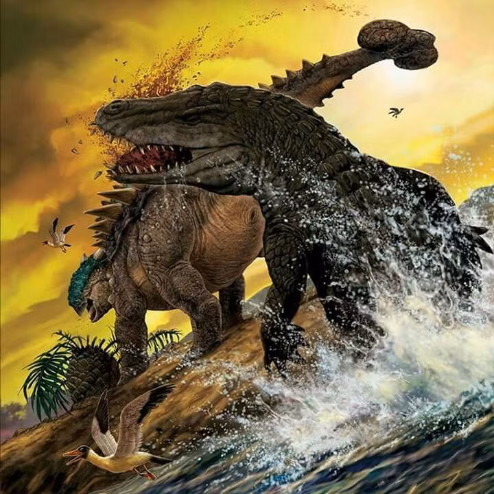 Khi giao chiến với kẻ thù, Ankylosaurus sẽ vung đuôi sang hai bên ở độ cao thích hợp nhằm đạt hiệu quả sát thương cao nhất.