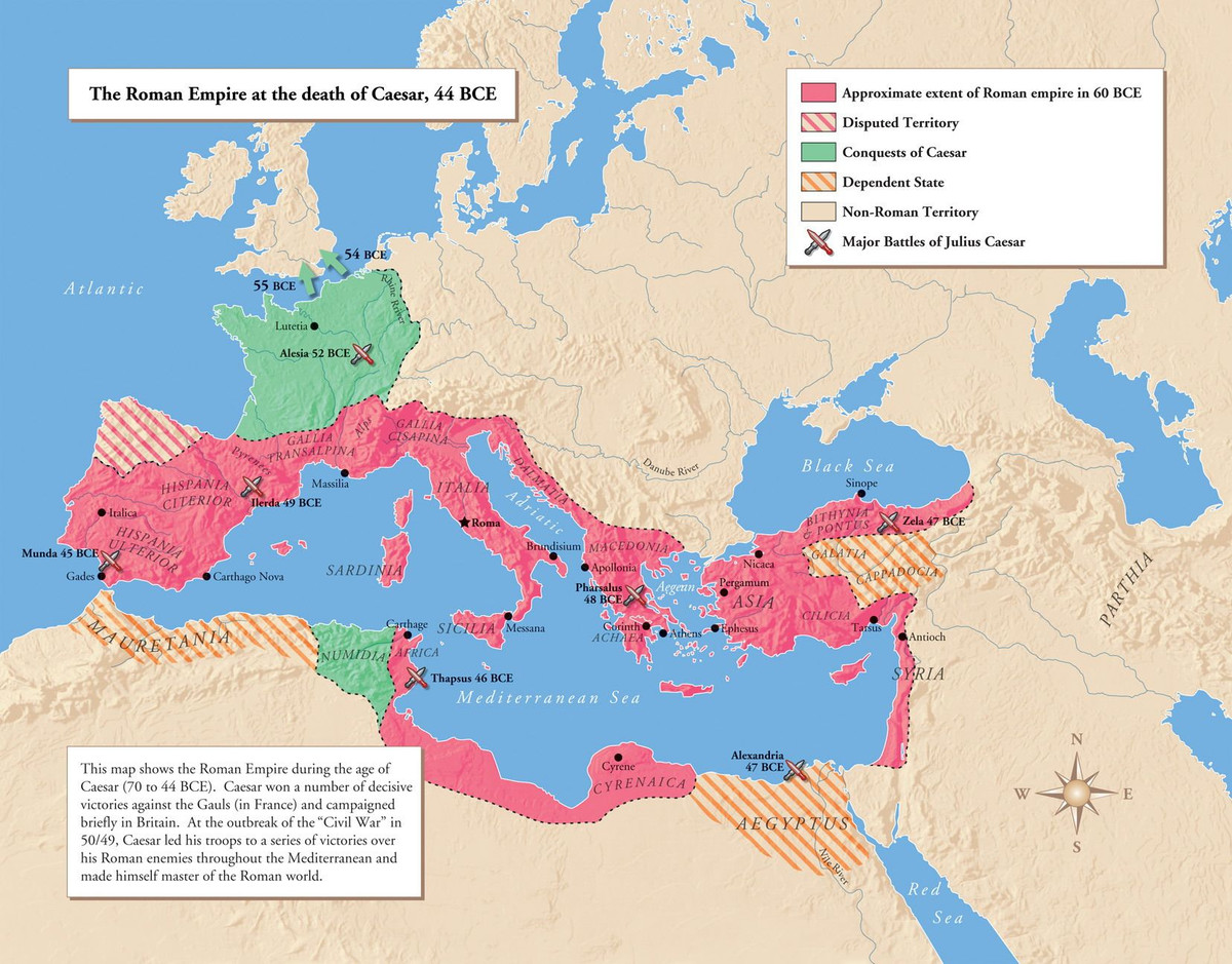 Trong thời kỳ này, từ năm 58 TCN – 51 TCN, Pompey thôn tính Syria, còn Julius Ceasar chiếm phần lớn vùng Gaul.