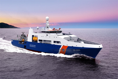 Khi được hoàn thành, tàu có nhiệm vụ tuần tra bảo vệ chủ quyền biển, đảo, thực thi pháp luật trên các vùng biển và thềm lục địa; thực hiện nhiệm vụ chuyển quân, chi viện hậu cần cho các lực lượng hoạt động trên biển, đảo và thực hiện sứ mệnh tìm kiếm cứu nạn. Ảnh: Mô hình tàu tuần tra xa bờ đa năng DN 2000 (Ảnh QĐND).