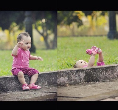 Tư thế chụp ảnh mới của bé.