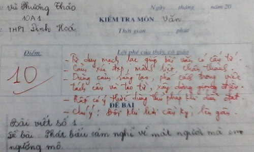 Bài văn của cô học trò Phương Thảo.