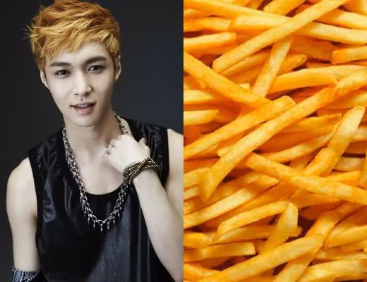 Lay (EXO) trông nổi bật hơn với màu tóc vàng và có một chút liên tưởng đến khoai tây chiên.