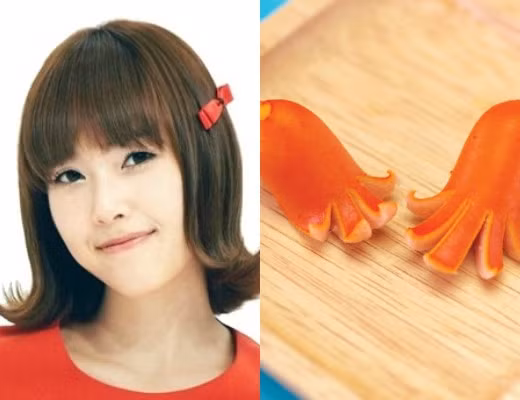 Jessica từng khiến fan ngất ngây với kiểu tóc đuôi bạch tuột cực đáng yêu như thế này. Ngoài ra cũng rất giống với kiểu trang trí cho xúc xích.