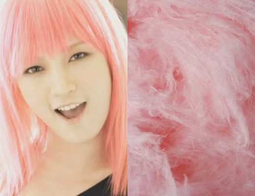 JiA cực cá tính với mái tóc giống kẹo bông gòn.