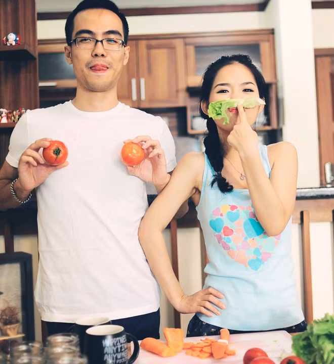 Chú rể Hoàng Anh Tuấn và cô dâu Trần Ngọc Duyên.