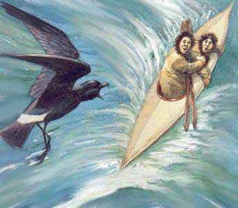 Sau thời gian chịu đòn, thường kéo dài khoảng 1 năm, các linh hồn sẽ được phép dời đến Quidlivun - vùng đất của mặt trăng hay nói cách khác chính là thiên đường. Tên của Anguta có nghĩa là “Người cắt” vì theo thần thoại ông đã cắt vụn người cô con gái của mình để biến cô thành một nữ thần.