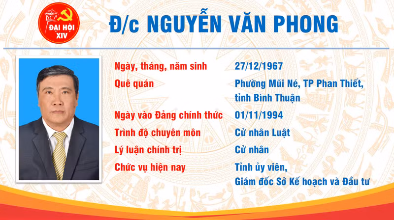 Ông Nguyễn Văn Phong tái đắc cử chức vụ Phó chủ tịch UBND tỉnh Bình Thuận nhiệm kỳ 2021-2026.