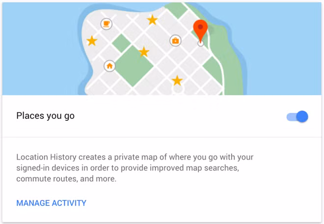 Google có thể tìm được thông tin vị trí smartphone của người dùng, thông tin này sẽ hiện lên trong Other Google Activity > Location history nếu có đăng nhập tài khoản Google. Tính năng này có thể được tắt tương tự như trên.