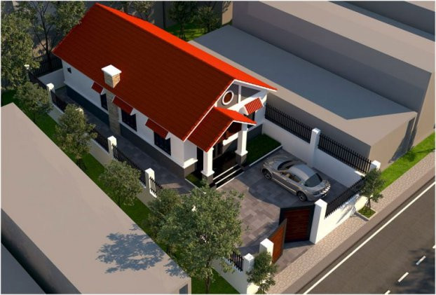 3. Nhà ống 1 tầng mái xéo