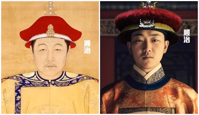  Thuận Trị: Thuận Trị hoàng đế trị vì từ năm 1644 đến năm 1661. Là con trai của Hoàng Thái Cực, ông là vị hoàng đế đầu tiên của nhà Thanh sau khi nhập quan. Trong suốt thời gian trị vì, Thuận Trị phải đối mặt với nhiều khó khăn và thử thách, bao gồm chiến tranh với nhà Minh, thiên tai và mâu thuẫn nội bộ. Tuy nhiên, ông đã thành công trong việc củng cố nền thống trị của nhà Thanh và mở ra thời kỳ thịnh trị Khang - Càn. Hình ảnh phục dựng bằng AI lại khiến hoàng đế Thuận Trị như trẻ ra 10 tuổi. (Ảnh: QQ News) 