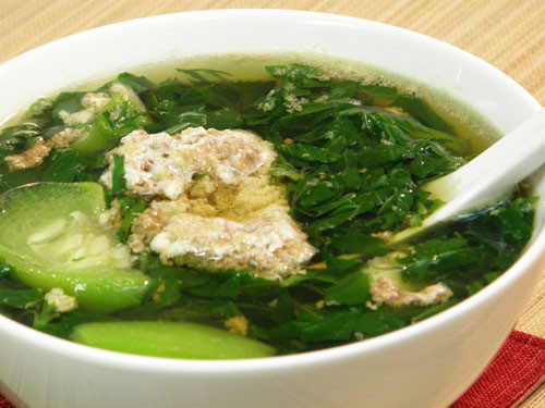 Canh mồng tơi nấu cua.
