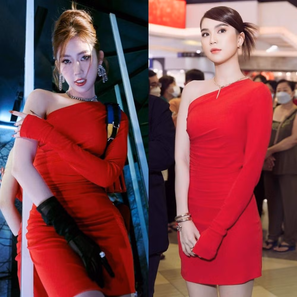 Cả Thúy Ngân và Ngọc Trinh được nhận xét "một chín một mười" trong pha đụng hàng chiếc đầm đỏ tôn dáng này. Ngoài ra, loạt ảnh mới của Thúy Ngân ở trên cũng giúp người hâm mộ bớt lo lắng. So với hình ảnh gầy gò trước đó, body của Thúy Ngân vẫn mảnh khảnh nhưng có phần đầy đặn, rạng rỡ hơn. Có thể thấy, cô đang dần lấy lại phong độ sau thời gian bị soi sụt cân trầm trọng.