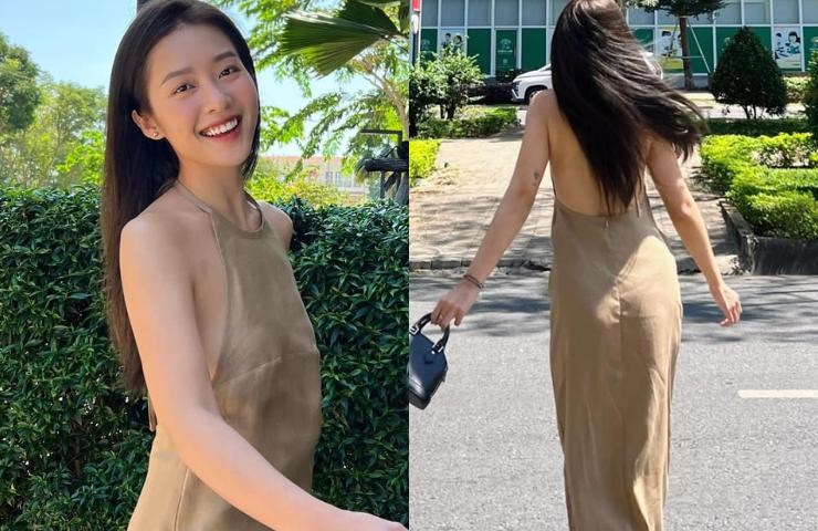 ùa xuân năm nay, xu hướng cổ yếm lấy cảm hứng đồ truyền thống được nhiều mỹ nhân ưa chuộng để tôn hình thể. Ảnh: nữ diễn viên Khả Ngân dạo đường phố Sài Gòn với váy yếm.