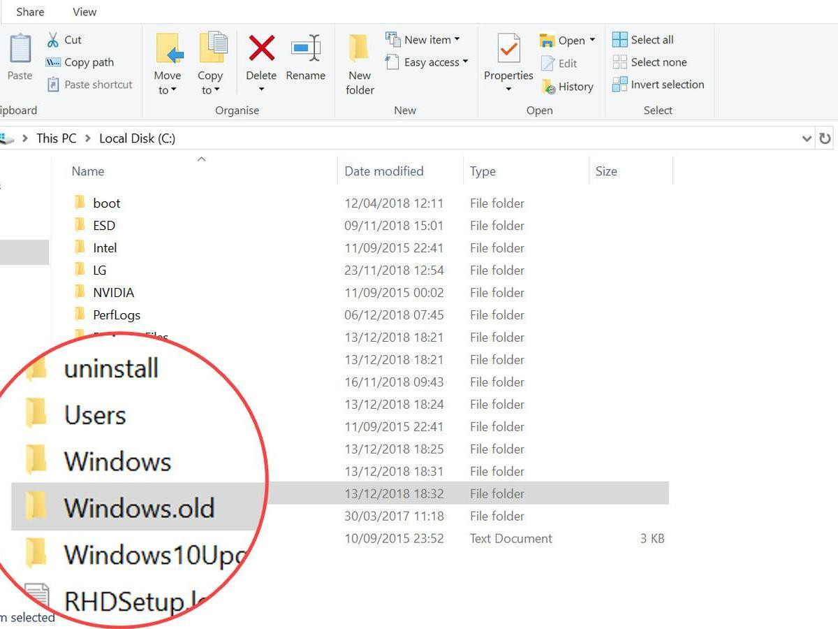 Cách lấy lại dung lượng ổ cứng sau khi cập nhật Windows ảnh 2