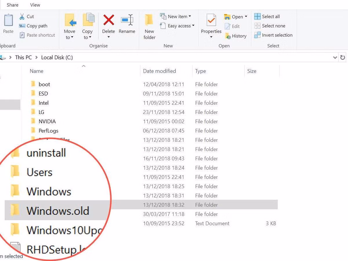 Cách lấy lại dung lượng ổ cứng sau khi cập nhật Windows ảnh 2