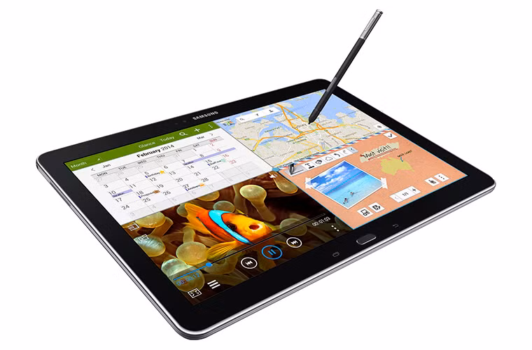 Nếu như những chiếc máy tính bảng trong danh sách này quá nhỏ, thì Samsung Galaxy Note Pro 12.2 chắc chắn sẽ làm bạn hài lòng. Sản phẩm này sở hữu màn hình 12.2-inch, và được trang bị các tính năng đặc trưng của dòng "Note", bao gồm cả cây bút S Pen huyền thoại. Ngoài ra, bộ vi xử lý 8 nhân và bộ nhớ RAM 3GB cũng hứa hẹn sẽ giải quyết gần như mọi tác vụ từ nhẹ nhàng đến nặng nề nhất.