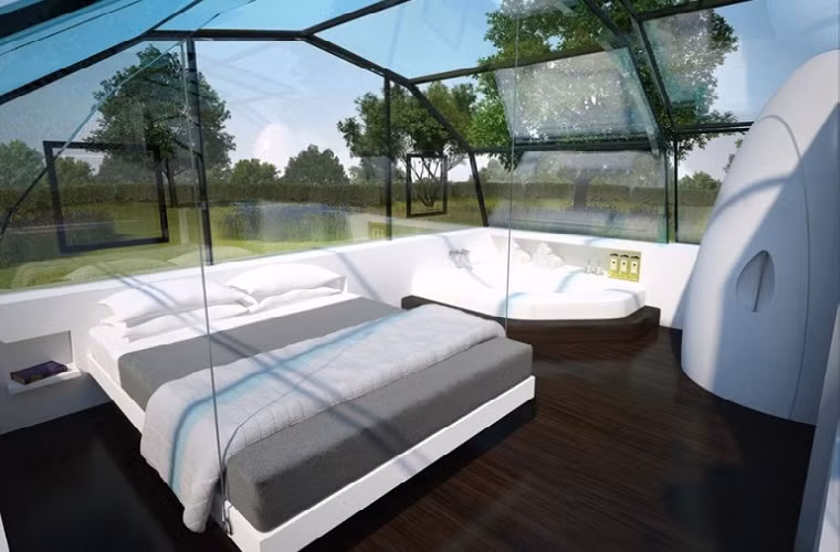 Nhà kính này chặn được 63% bức xạ mặt trời, 99.9% tác hại của tia cực tím và 85% âm thanh bên ngoài. Nó cũng có thể được chuyển từ trong suốt đến mờ nhờ sử dụng công nghệ điện sắc.