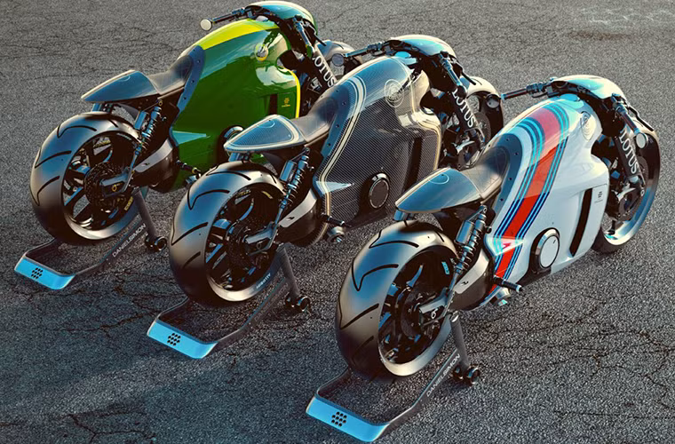 Ba chiếc Lotus C-01 với màu sắc khác nhau.