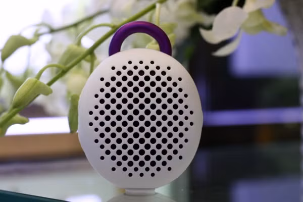 Chiếc loa xinh xắn có quai xách như một chiếc giỏ tý hon.