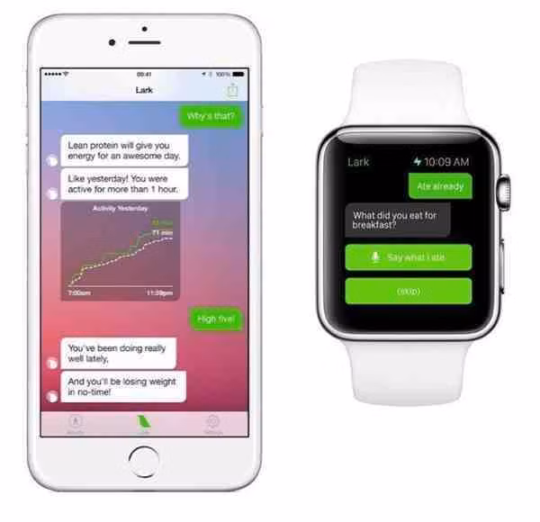 06. Lark. Ứng dụng Lark có thể giúp bạn theo dõi các bài tập cá nhân và chế độ ăn uống, nó cũng có một giao diện tin nhắn SMS mà trông như thể bạn đang làm việc với huấn luyện viên cá nhân riêng của mình. Chỉ cần nói cho Lark những gì bạn ăn, nó sẽ có thể dựa trên mục tiêu và chế độ ăn uống để cung cấp hướng dẫn dinh dưỡng cho bạn. Ứng dụng này cũng có thể sử dụng đồng bộ cảm biến trên điện thoại thông minh và đồng hồ thông minh theo dõi tình hình sức khỏe của bạn. Ứng dụng phần mềm này hoàn toàn miễn phí và có sẵn cho thiết bị iOS, Android.