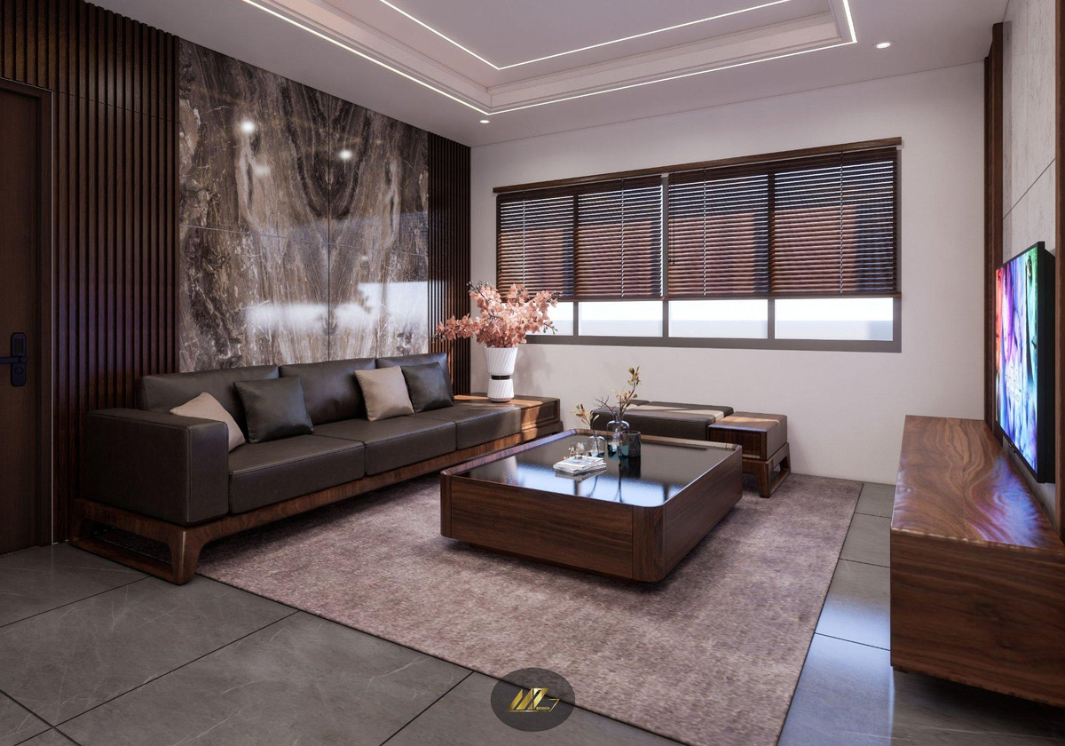 Phòng thờ được thiết kế trang nghiêm, bố trí bộ ghế sofa, thuận tiện cho gia chủ khi cần yên tĩnh, hoài niệm về ký ức xưa hoặc đơn giản là thưởng thức tách trà thơm lừng trong không gian linh thiêng.