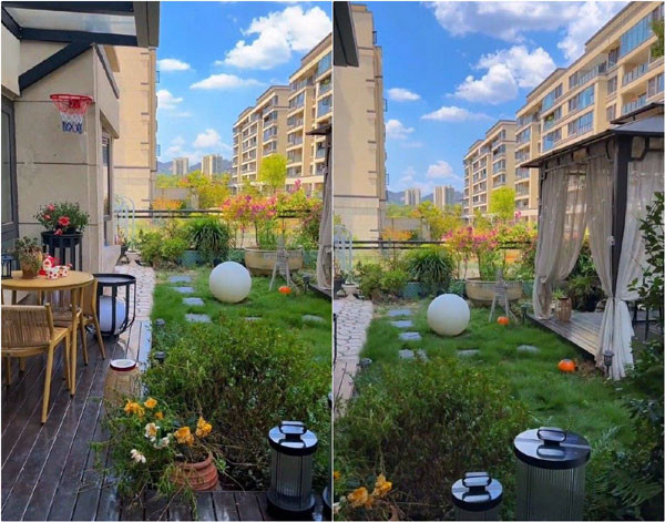 Khu vuon san thuong dep ong bo tu tay thiet ke cho con gai