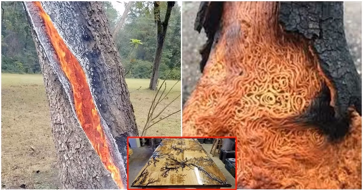 Kinh ngạc hoa văn trên gỗ khi được xung điện, mô phỏng gỗ bị sét đánh Kinh ngac hoa van tren go khi duoc xung dien, mo phong go bi set danh