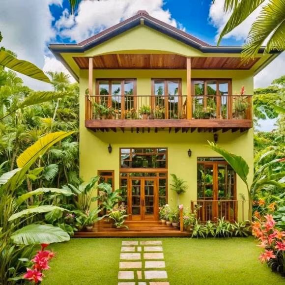 Thiet ke nha vuon hai tang dep lai mat, tranh nong ly tuong