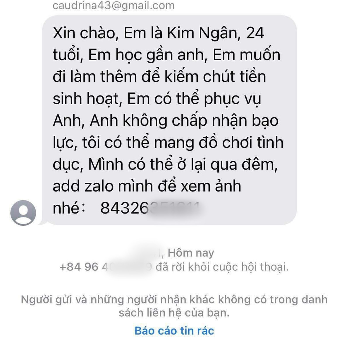 No ro tin nhan “tinh 1 dem” moi goi mai dam de “kiem tien sinh hoat“