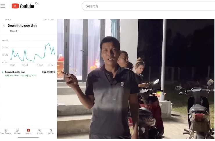 Loc Fuho kiem duoc bao nhieu tien tu YouTube trong thang dau nam 2023?