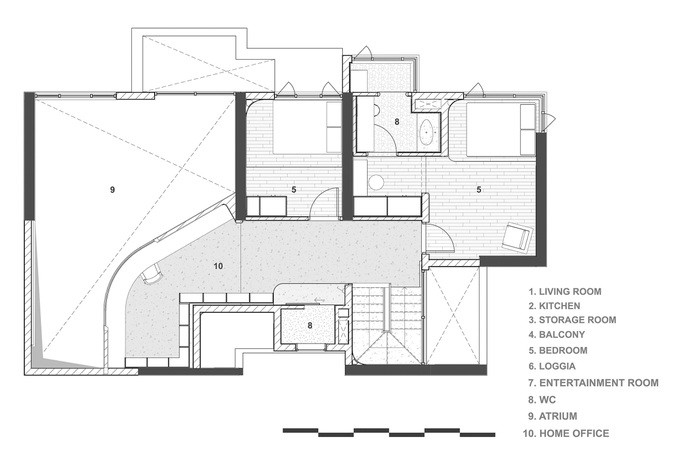 Những yêu cầu về thiết kế của chủ nhà khá khó thực hiện đối với một căn hộ duplex đã có sẵn kết cấu (Ảnh: Dezeen).