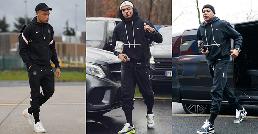 Mbappe ưu tiên trang phục thể thao trong các hoạt động thường ngày vì thoải mái, dễ cử động và tiện di chuyển. D