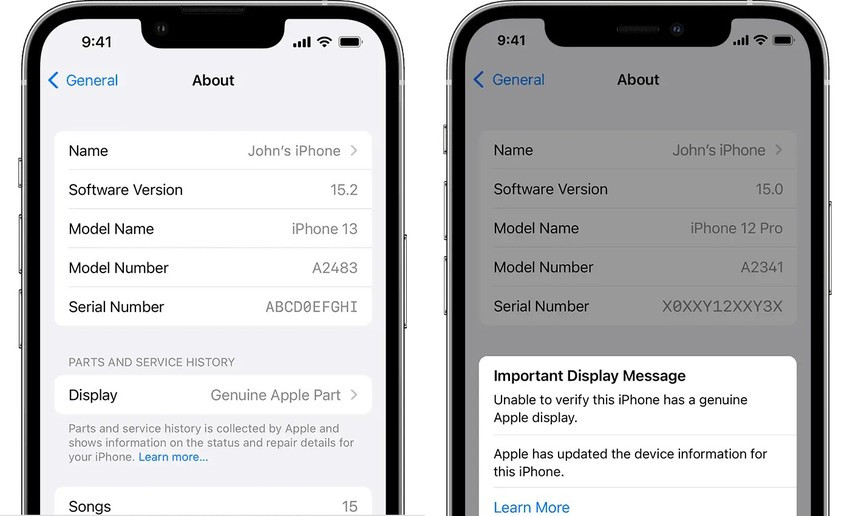 Cach kiem tra man hinh iPhone la that hay gia