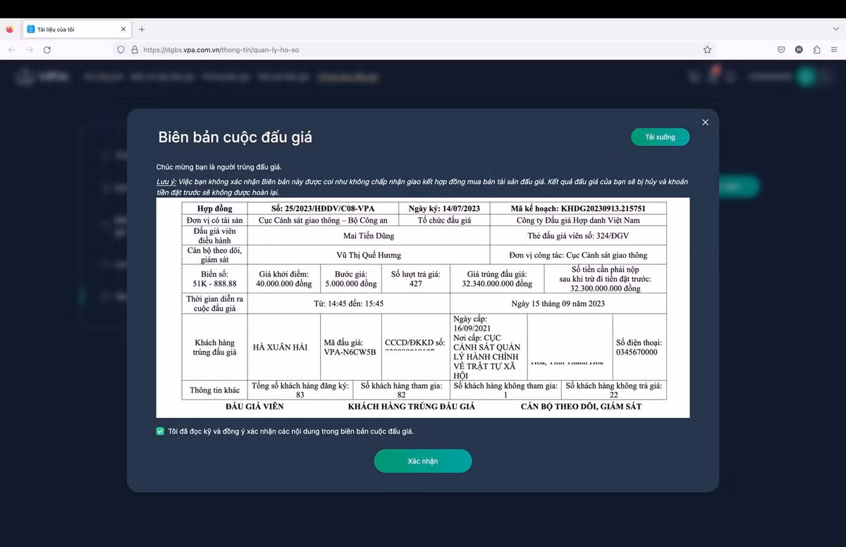 Nguoi trung dau gia bien so dep co quyen va nghia vu gi?
