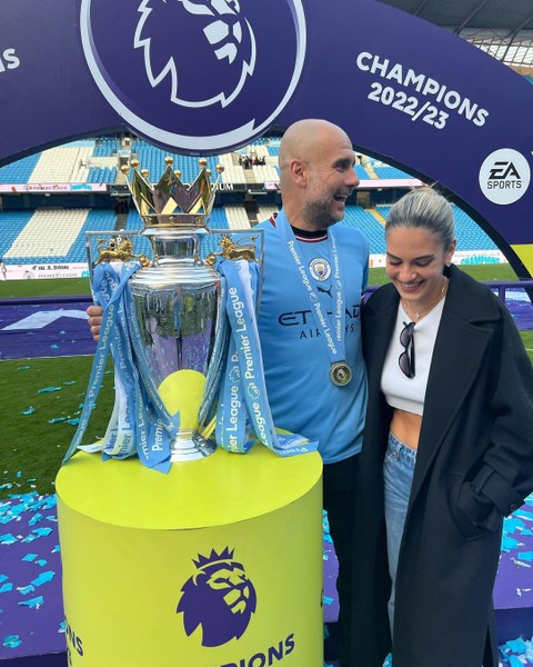 Maria Guardiola từng gây sốt khi xuất hiện trong lễ ăn mừng chức vô địch Premier League của Man City hồi tháng 5. Ảnh: Instagram NV.