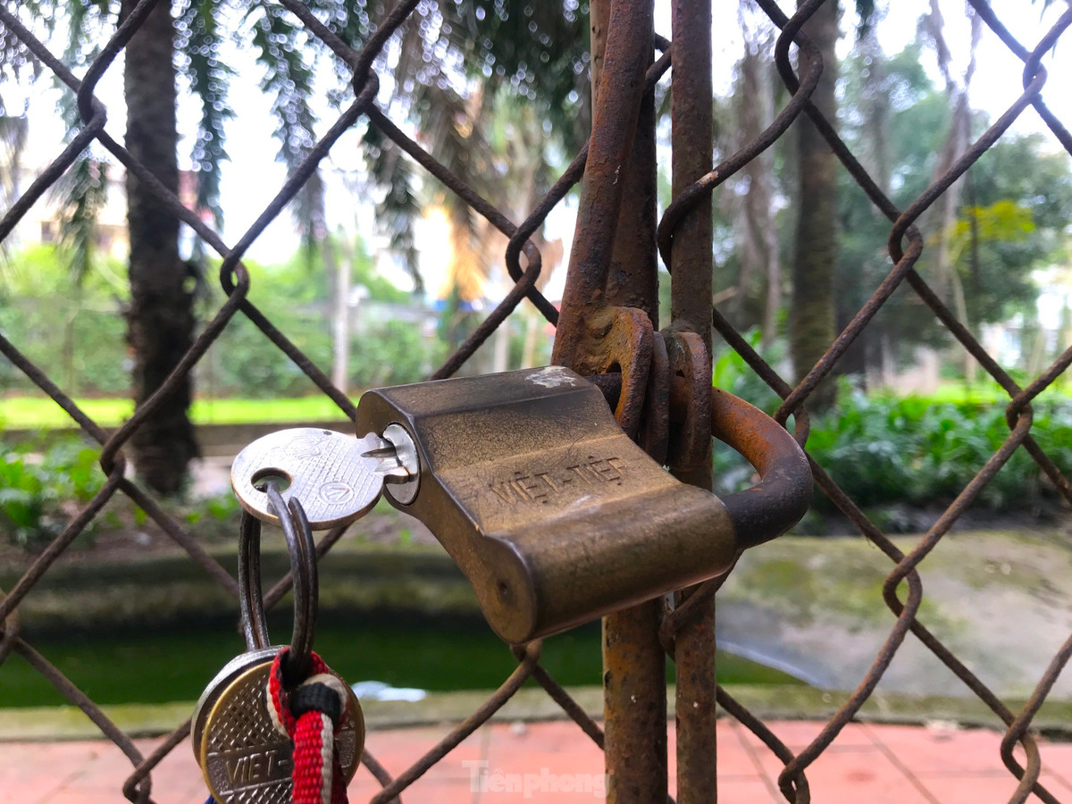 Chuồng nuôi cá sấu có một cánh cổng vào được khóa khá mỏng manh.