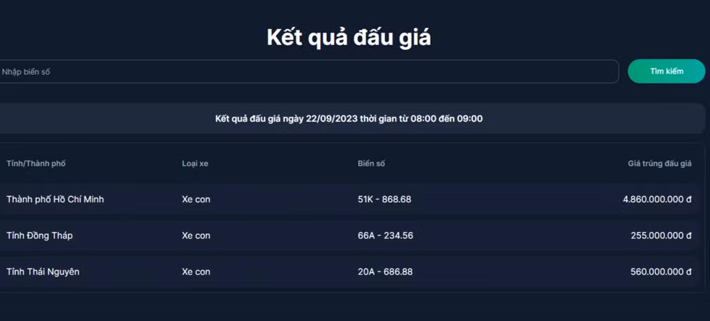 Bien so o to 51K-868.68 o TPHCM duoc chot gia hon 4,8 ty dong