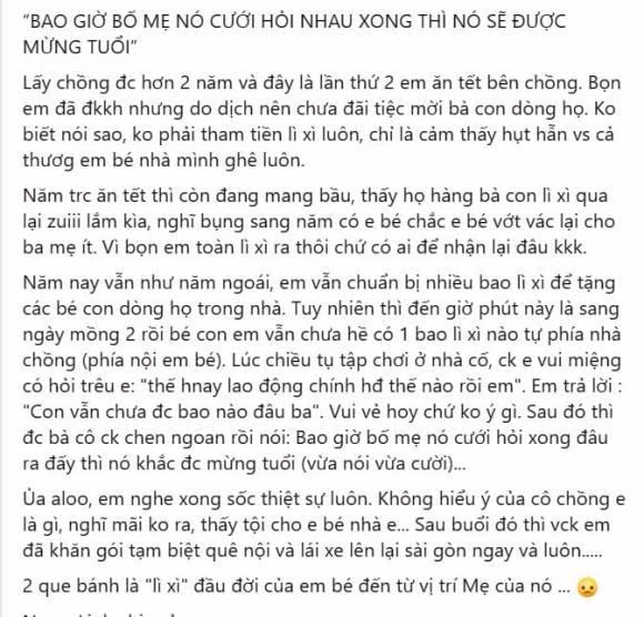 Khong duoc nhan li xi nha noi vi bo me chua lam dam cuoi