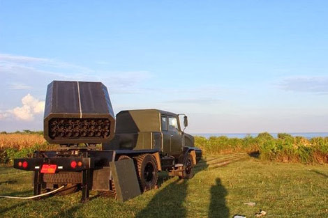 Bệ pháo phản lực nội địa của Indonesia.