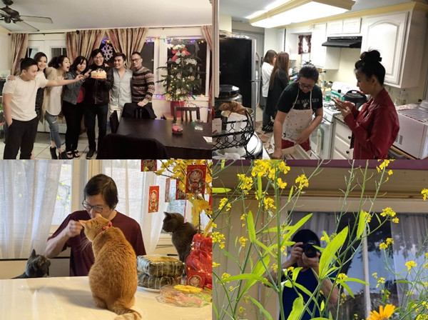 Phòng khách và bếp trong căn nhà của Phương Thảo và Ngọc Lễ. 