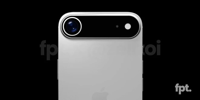 Phía trái cụm camera chứa một lỗ khoét tròn cho ống kính, trong khi lỗ tròn cho đèn flash và micro nằm bên phải. Trước đó, tin đồn cho biết iPhone 17 Air sẽ chỉ có một camera sau để tối ưu độ mỏng. Ảnh: @FrontPageTech/YouTube