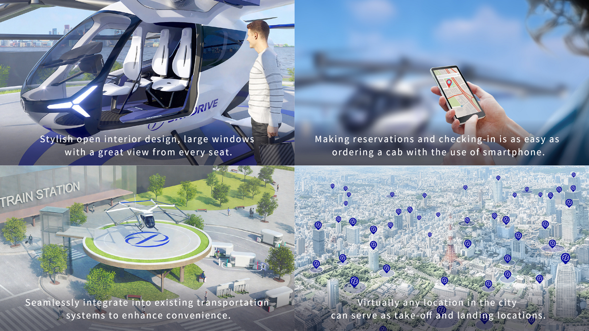 Mục tiêu của công ty là ra mắt máy bay điện đa cánh quạt đầu tiên trên thế giới tại World Expo Osaka năm 2025. Qua nhiều năm nghiên cứu và thử nghiệm, SkyDrive đã công bố những bức ảnh đầu tiên sau khi thực hiện các bước để được chứng nhận.