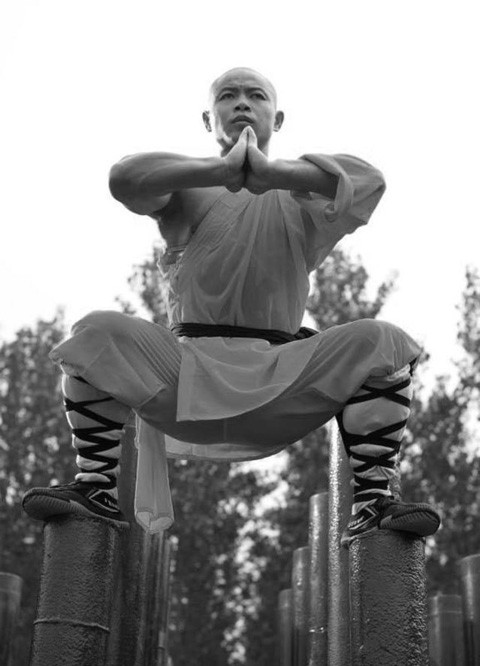 Luyện võ trên "Thung" là một phương pháp giúp rèn luyện thân pháp cũng như tấn pháp rất độc đáo trong võ thuật Trung Quốc nói chung, Thiếu lâm nói riêng. Trong ảnh là một nhà sư đứng trong thế Mã bộ trên thung.