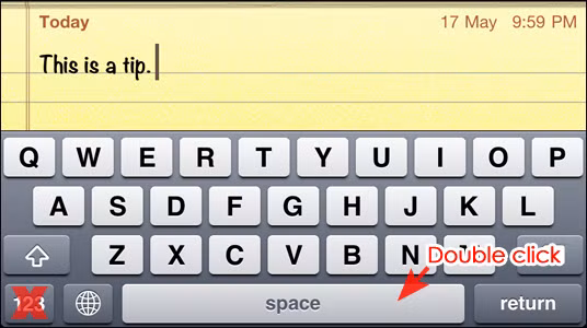 Một sự thật rất ngạc nhiên là có khá nhiều người không biết rằng, khi nhanh tay ấn đúp phím cách, màn hình gõ văn bản sẽ hiện ra nhanh một nút chấm hết câu, một dấu cách và tự động viết hoa chữ cái tiếp theo.