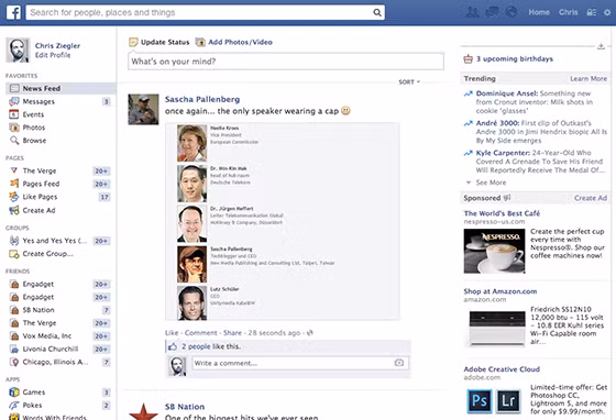 Với bản thiết kế mới nhất dành cho trang News Feed của mình, dường như Facebook đã tìm được một bến đỗ ổn định cho bộ mặt sản phẩm của mình. Sau một năm thất bại với những thay đổi dành cho giao diện News Feed, vấp phải sự chán ghét đến từ phần lớn người dùng, Facebook đã quay lại với phong cách xưa kia khi thiết kế mới hơi giống phiên bản mobile với những bức ảnh lớn, font chữ mới và đặt lại vị trí ô tìm kiếm về góc trái màn hình.
