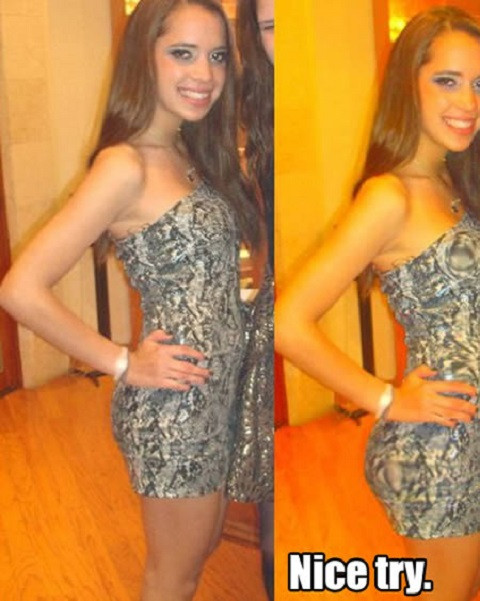 Vòng 3 của cô gái đã có sự can thiệp "quá tay" của photoshop.