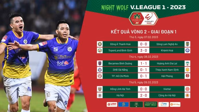 Tong hop vong 2 V-League 2023: Doi dau bang nhin 